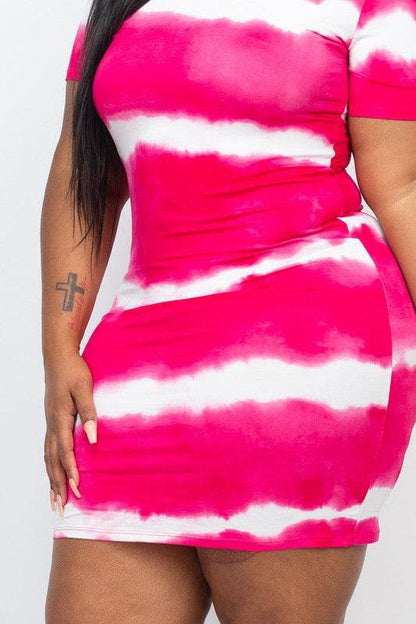 PLUS Size Stripe Tie-Dye Printed Midi Dress - Shop Style & More | Fresh Looks, Everyday Deals & Free Shipping