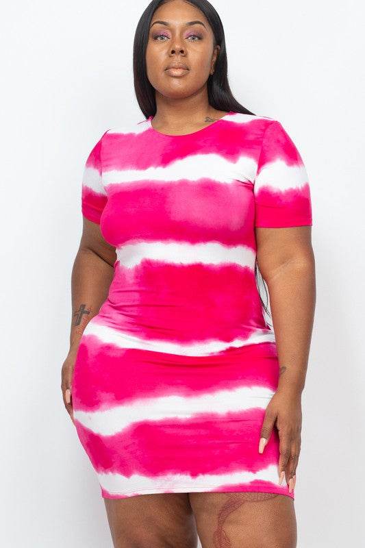 PLUS Size Stripe Tie-Dye Printed Midi Dress - Shop Style & More | Fresh Looks, Everyday Deals & Free Shipping