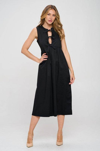 Made in USA Cotton Sleeveless Dress w Front Tie - Shop Style & More | Fresh Looks, Everyday Deals & Free Shipping