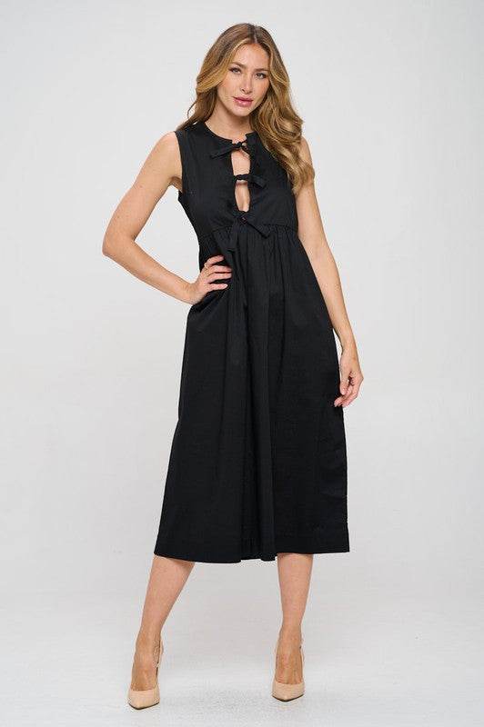 Made in USA Cotton Sleeveless Dress w Front Tie - Shop Style & More | Fresh Looks, Everyday Deals & Free Shipping