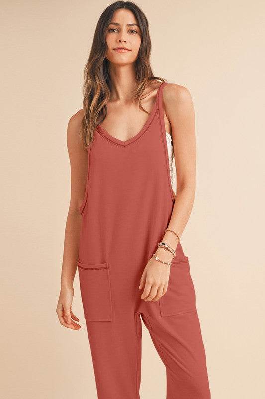 Side Pockets Pants Sleeveless V Neck Jumpsuit - Shop Style & More | Fresh Looks, Everyday Deals & Free Shipping