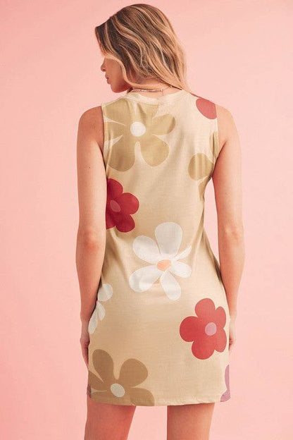 Flower Print Crew Neck Sleeveless Mini Dress - Shop Style & More | Fresh Looks, Everyday Deals & Free Shipping