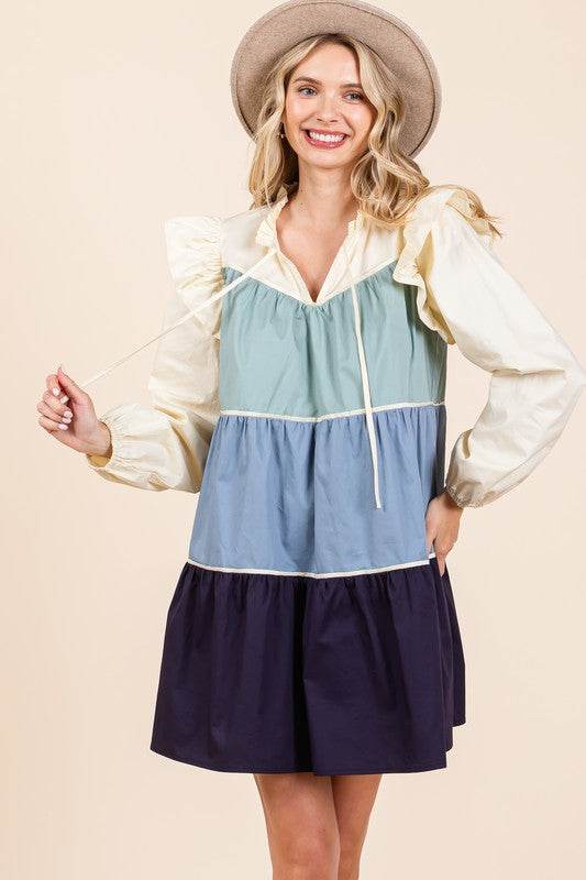 Tiered Color Block Mini Dress - Shop Style & More | Fresh Looks, Everyday Deals & Free Shipping