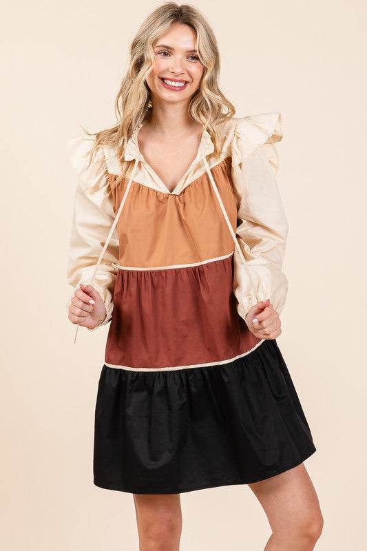 Tiered Color Block Mini Dress - Shop Style & More | Fresh Looks, Everyday Deals & Free Shipping
