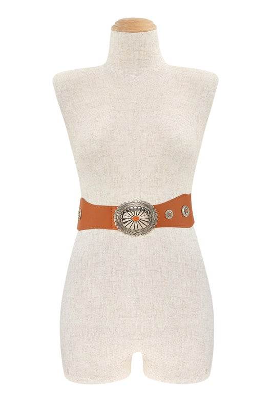 Floral Concho Buckle Elastic Belt - Shop Style & More | Fresh Looks, Everyday Deals & Free Shipping