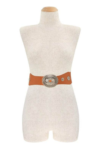 Floral Concho Buckle Elastic Belt - Shop Style & More | Fresh Looks, Everyday Deals & Free Shipping