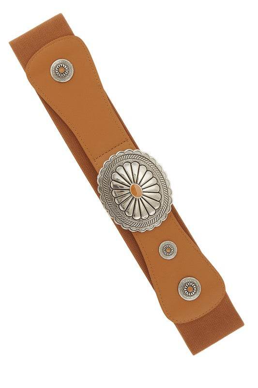 Floral Concho Buckle Elastic Belt - Shop Style & More | Fresh Looks, Everyday Deals & Free Shipping