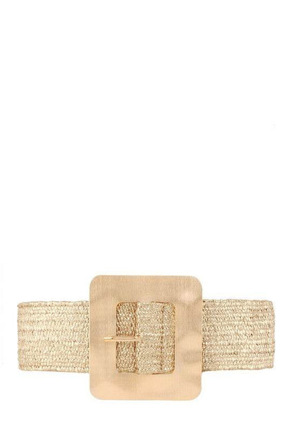 Metal Square Buckle Straw Elastic Belt - Shop Style & More | Fresh Looks, Everyday Deals & Free Shipping