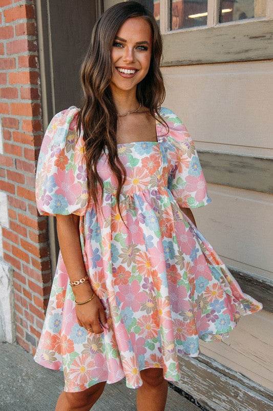 Women Square Neck Puff Sleeve Babydoll Dress - Shop Style & More | Fresh Looks, Everyday Deals & Free Shipping