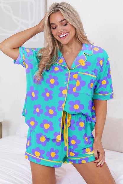 Women Flower Print Short Sleeve Shirt Pajamas Set - Shop Style & More | Fresh Looks, Everyday Deals & Free Shipping