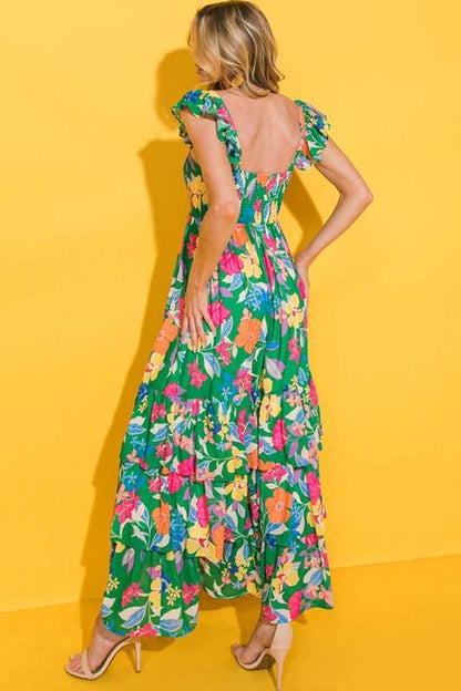 Women Print Sleeveless Ruffle Tiered Maxi Dress - Shop Style & More | Fresh Looks, Everyday Deals & Free Shipping