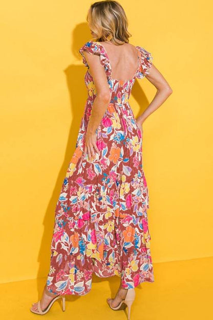 Women Print Sleeveless Ruffle Tiered Maxi Dress - Shop Style & More | Fresh Looks, Everyday Deals & Free Shipping