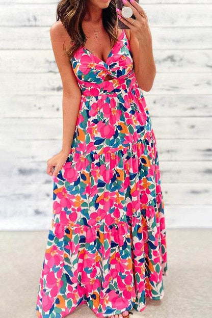 Women Twisted Smocked Back Tiered Maxi Dress - Shop Style & More | Fresh Looks, Everyday Deals & Free Shipping