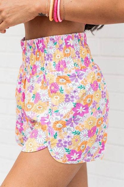 Women Boho Floral Shirred High Waist Casual Shorts - Shop Style & More | Fresh Looks, Everyday Deals & Free Shipping