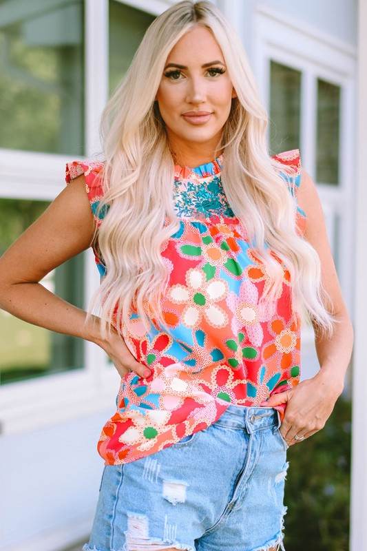 Women Detail Floral Print Ruffle Trim Tank Top - Shop Style & More | Fresh Looks, Everyday Deals & Free Shipping