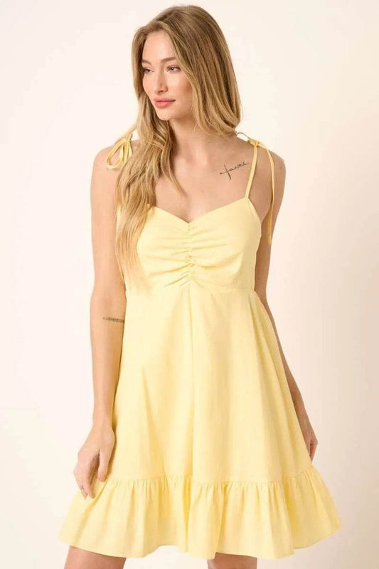 Mittoshop Ruched Detail Spaghetti Tie Mini Dress - Shop Style & More | Fresh Looks, Everyday Deals & Free Shipping