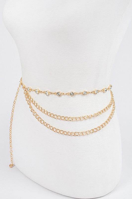Rhinestone Station Mix Layer Chain Belt - Shop Style & More | Fresh Looks, Everyday Deals & Free Shipping