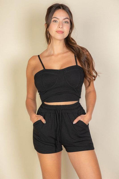 Bustier Cami Top & Slant Pocket Wide Shorts - Shop Style & More | Fresh Looks, Everyday Deals & Free Shipping