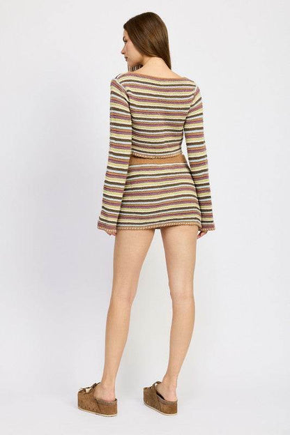 LOW RISE STRIPED CROCHET MINI SKIRT - Shop Style & More | Fresh Looks, Everyday Deals & Free Shipping