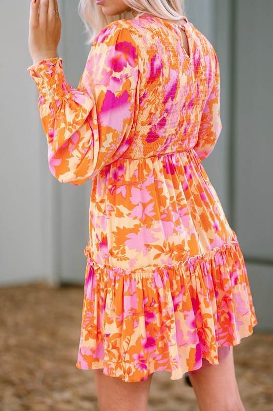 Abstract Smocked Bust Ruffle Mini Dress - Shop Style & More | Fresh Looks, Everyday Deals & Free Shipping