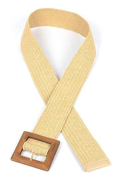 Wooden Buckle Elastic Faux Straw Fashion Belt - Shop Style & More | Fresh Looks, Everyday Deals & Free Shipping