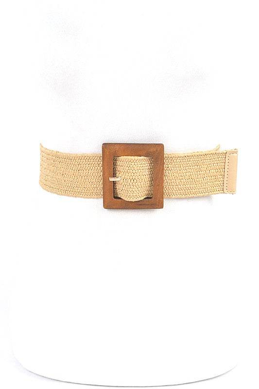 Wooden Buckle Elastic Faux Straw Fashion Belt - Shop Style & More | Fresh Looks, Everyday Deals & Free Shipping
