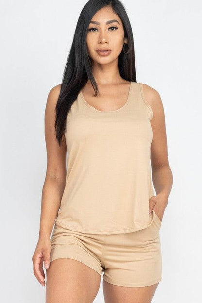 Basic Comfy Tank Top & mini casual Shorts Set - Shop Style & More | Fresh Looks, Everyday Deals & Free Shipping