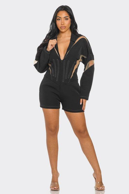 Chic Mesh-Panelled Black Romper - Shop Style & More | Fresh Looks, Everyday Deals & Free Shipping