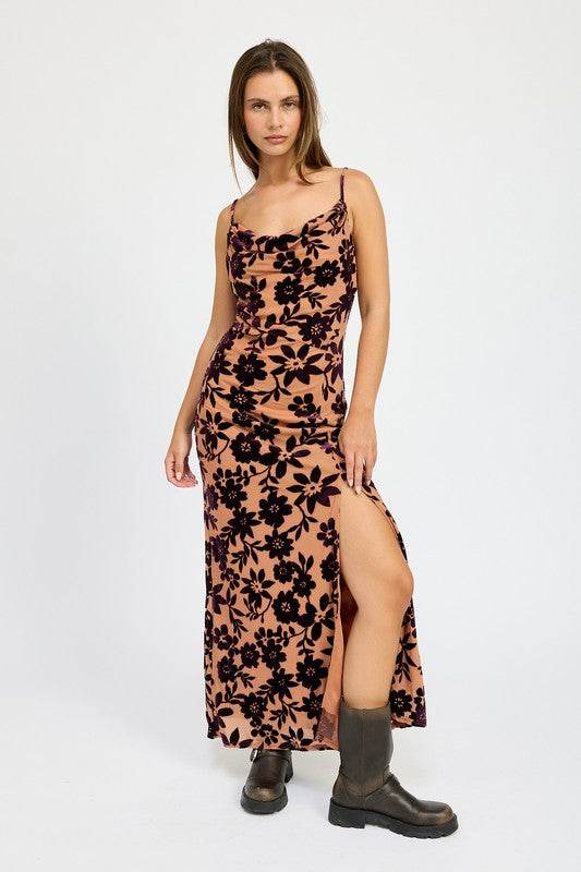 FLORAL PRINT COWL NECK MAXI DRESS - Shop Style & More | Fresh Looks, Everyday Deals & Free Shipping