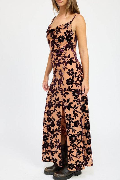 FLORAL PRINT COWL NECK MAXI DRESS - Shop Style & More | Fresh Looks, Everyday Deals & Free Shipping