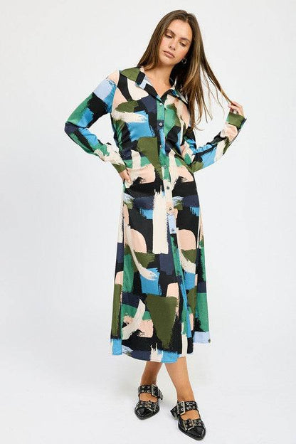 LONG SLEEVE RUCHED SHIRT DRESS - Shop Style & More | Fresh Looks, Everyday Deals & Free Shipping