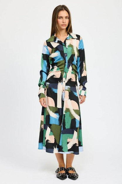 LONG SLEEVE RUCHED SHIRT DRESS - Shop Style & More | Fresh Looks, Everyday Deals & Free Shipping