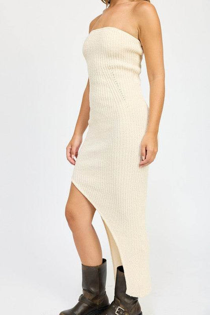 ASYMMETRICAL RIBBED MAXI TUBE DRESS - Shop Style & More | Fresh Looks, Everyday Deals & Free Shipping