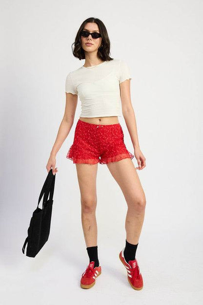 RUFFLE JERSEY SHORTS - Shop Style & More | Fresh Looks, Everyday Deals & Free Shipping