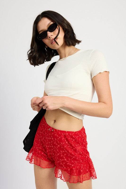 RUFFLE JERSEY SHORTS - Shop Style & More | Fresh Looks, Everyday Deals & Free Shipping