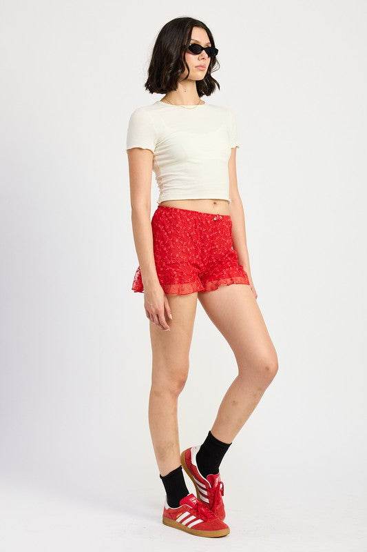 RUFFLE JERSEY SHORTS - Shop Style & More | Fresh Looks, Everyday Deals & Free Shipping