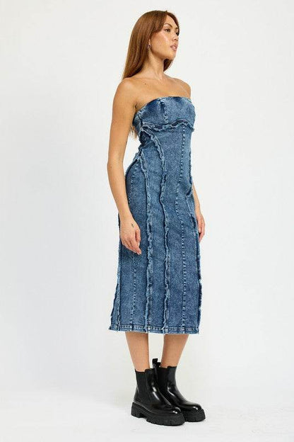 TUBE FRAYED SEAM MIDI DRESS - Shop Style & More | Fresh Looks, Everyday Deals & Free Shipping