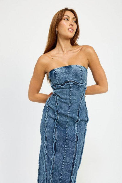 TUBE FRAYED SEAM MIDI DRESS - Shop Style & More | Fresh Looks, Everyday Deals & Free Shipping