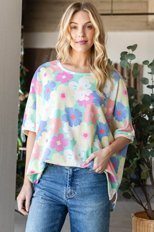 HOPELY Floral Waffle Oversized T-Shirt - Shop Style & More | Fresh Looks, Everyday Deals & Free Shipping