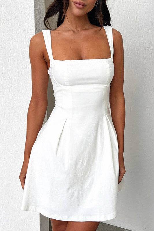 Solid Sleeveless Fit Wide Strap A Line Dress - Shop Style & More | Fresh Looks, Everyday Deals & Free Shipping
