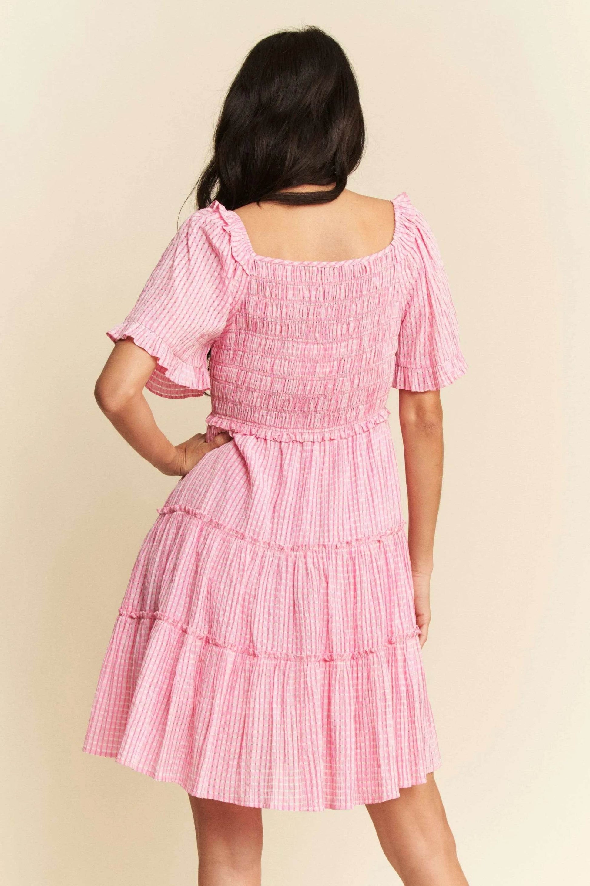Davi & Dani Jacquard Checker Smocking Tiered Dress - Shop Style & More | Fresh Looks, Everyday Deals & Free Shipping