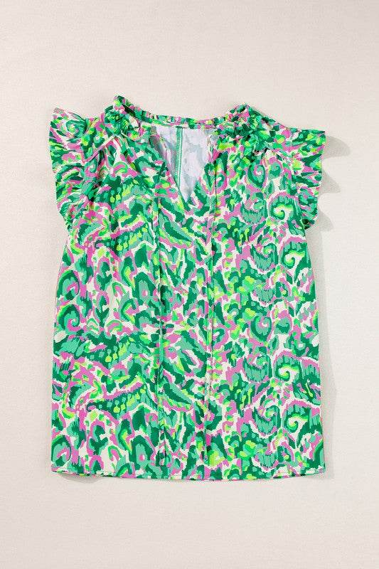 Women Ruffled Trim Tied Split Neck Tank Top - Shop Style & More | Fresh Looks, Everyday Deals & Free Shipping