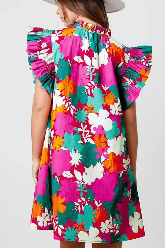 Women Tie Split Neck Flutter Sleeve Mini Dress - Shop Style & More | Fresh Looks, Everyday Deals & Free Shipping