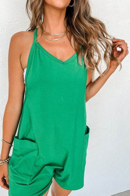 Women Sleeveless Pocketed V Neck Jersey Romper - Shop Style & More | Fresh Looks, Everyday Deals & Free Shipping