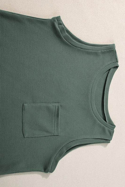 Knit Patched Pocket Tank and Drawstring Shorts Set - Shop Style & More | Fresh Looks, Everyday Deals & Free Shipping