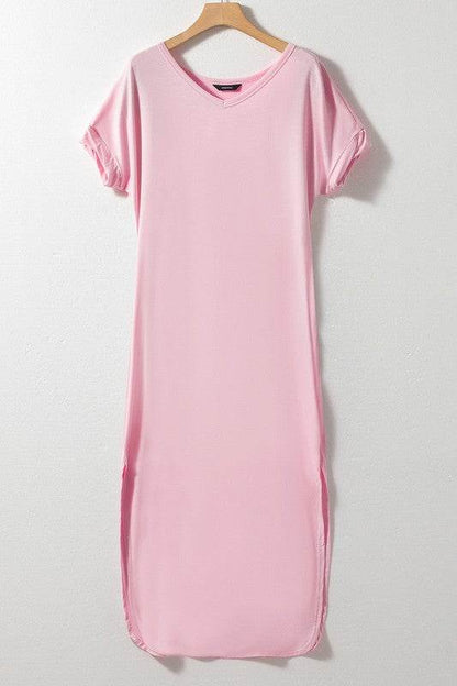 Women Hidden Pocket Splits Maxi T-shirt Dress - Shop Style & More | Fresh Looks, Everyday Deals & Free Shipping
