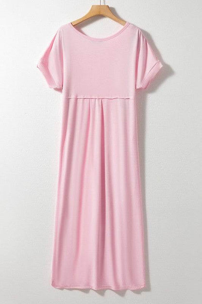 Women Hidden Pocket Splits Maxi T-shirt Dress - Shop Style & More | Fresh Looks, Everyday Deals & Free Shipping