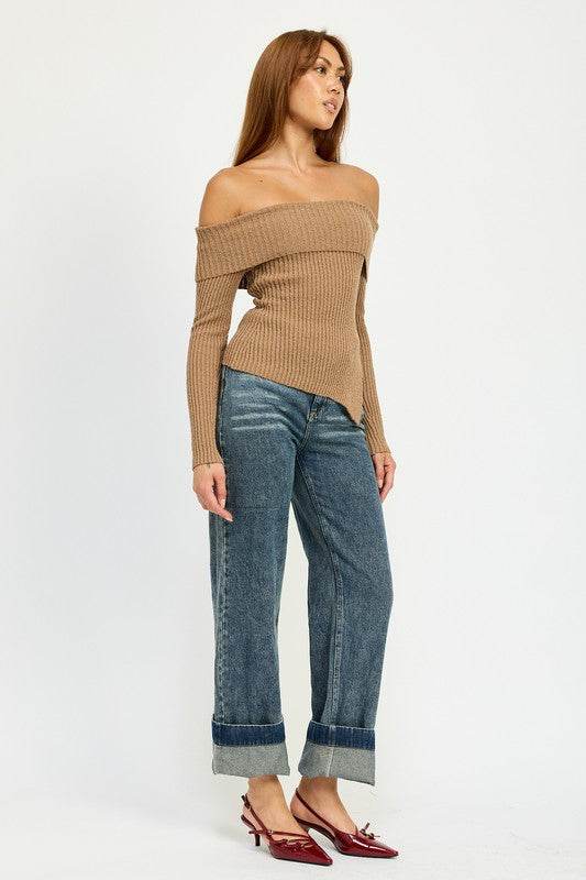 WASHED DENIM PANTS WITH FOLD OVER DETAIL - Shop Style & More | Fresh Looks, Everyday Deals & Free Shipping