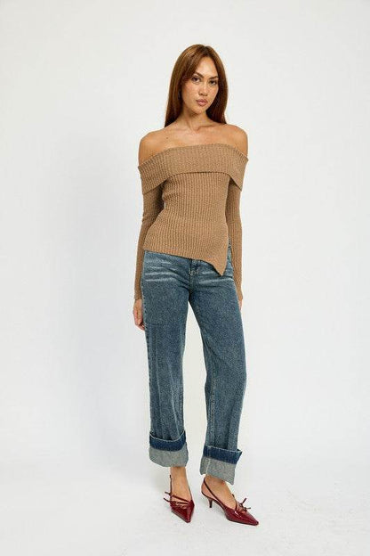 WASHED DENIM PANTS WITH FOLD OVER DETAIL - Shop Style & More | Fresh Looks, Everyday Deals & Free Shipping