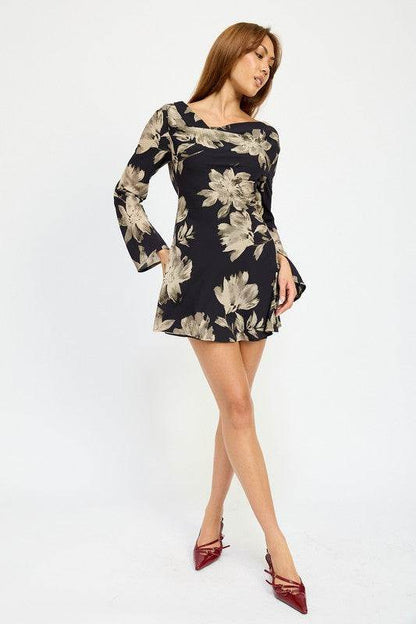 COWL NECK MINI FLARE DRESS WITH OPEN BACK - Shop Style & More | Fresh Looks, Everyday Deals & Free Shipping